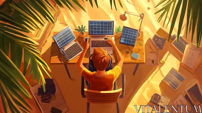 Eco-Friendly Workspace in Sunlight