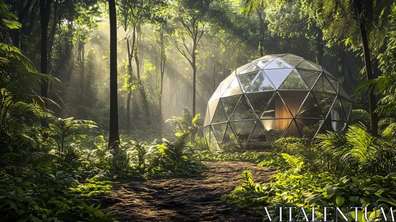Futuristic Dome Within a Verdant Forest