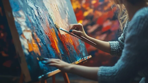 Colorful Brushstrokes on Canvas Art