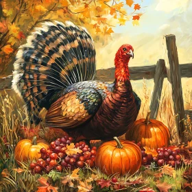 Thanksgiving Turkey with Autumn Harvest