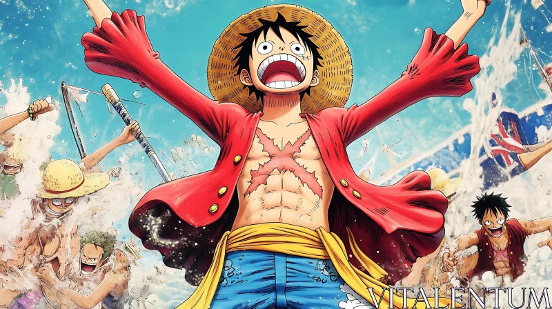 Anime Adventure with Nautical Theme and Straw Hat Character