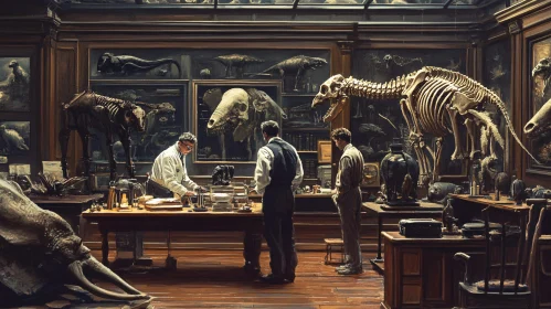 Fossil Skeletons in Paleontology Museum