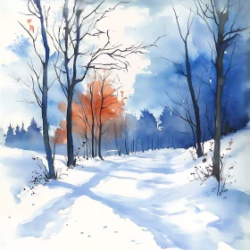 Snowy Path Through Winter Woods Artwork