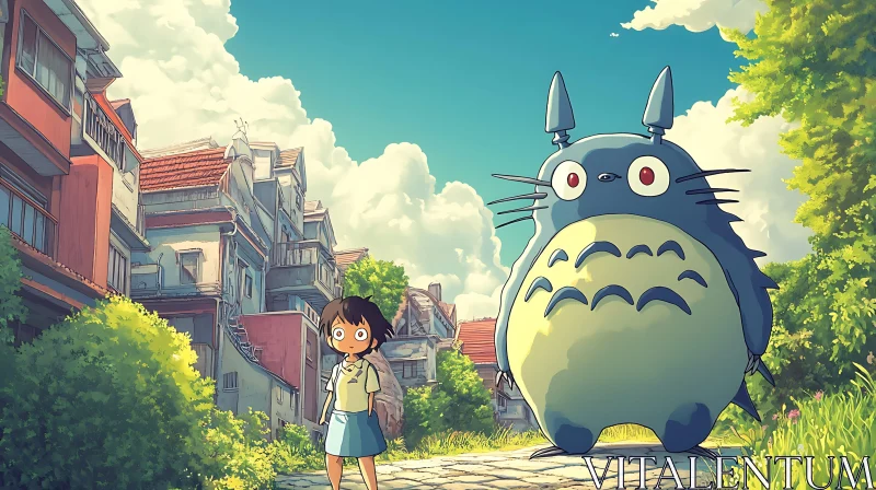 Whimsical Anime Urban Setting with Fantasy Elements