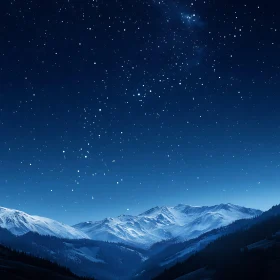 Mountains Under the Starry Sky