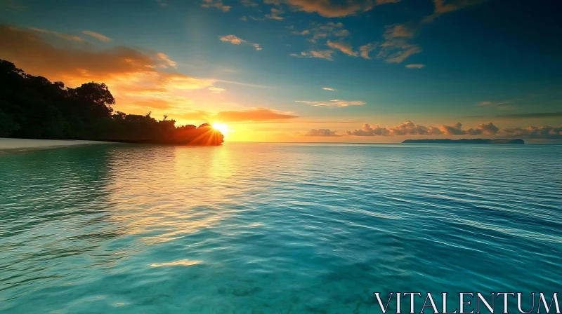 Tranquil Ocean Sunset Island View