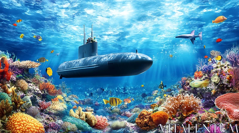 Underwater Voyage: Submarine and Coral Reef