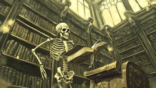 Literary Skeleton in a Grand Library
