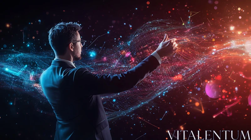 Futuristic Technology Interface with Man
