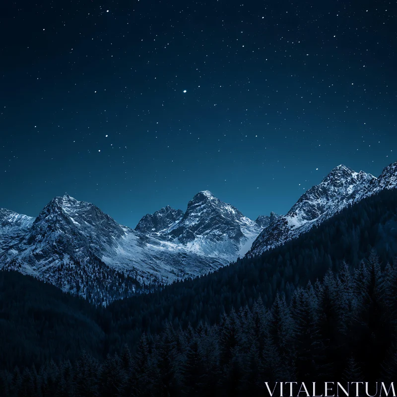 Starry Night Over Mountain Peaks