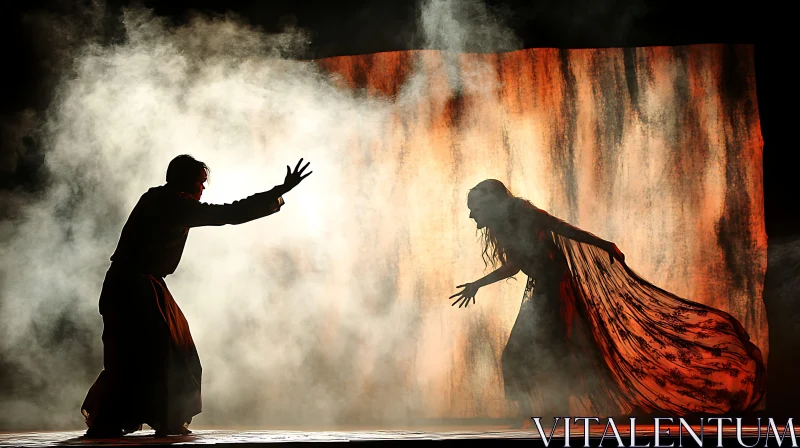 Ethereal Stage Performance with Silhouettes AI Image