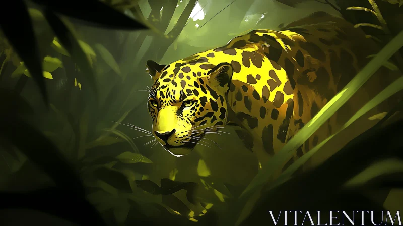 Stealthy Jaguar Among Greenery