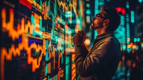 Man Analyzing Financial Data on Screen