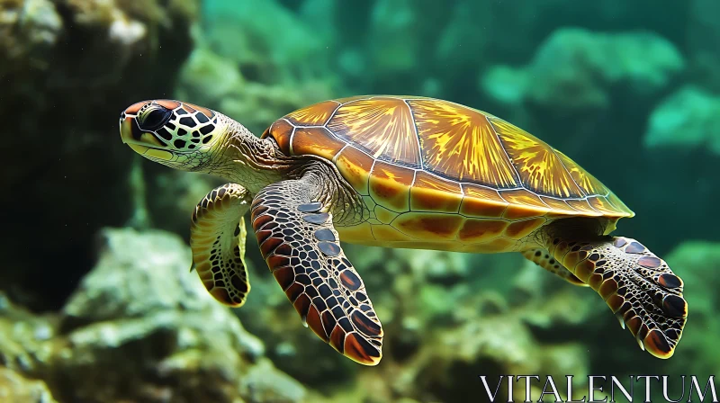 Sea Turtle in Ocean Depths