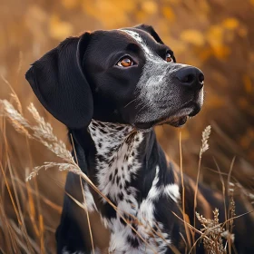 Thoughtful Dog in Autumn Landscape