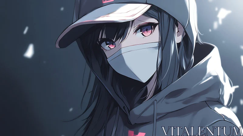 Mysterious Anime Girl with Pink Eyes AI Image