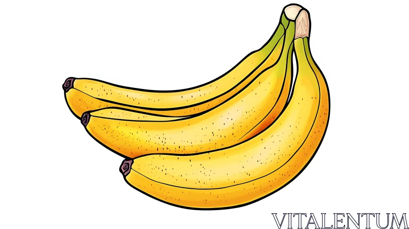 AI ART Illustration of Fresh Yellow Bananas