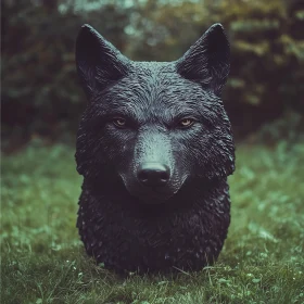 Black Wolf Statue