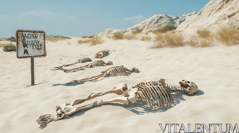 Skeletal Remains in Arid Wasteland AI Image