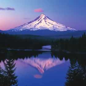 Still Lake Reflects Snow-Capped Mountain Peak