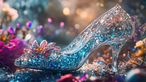 Fantasy Glass Shoe with Decorative Crystals