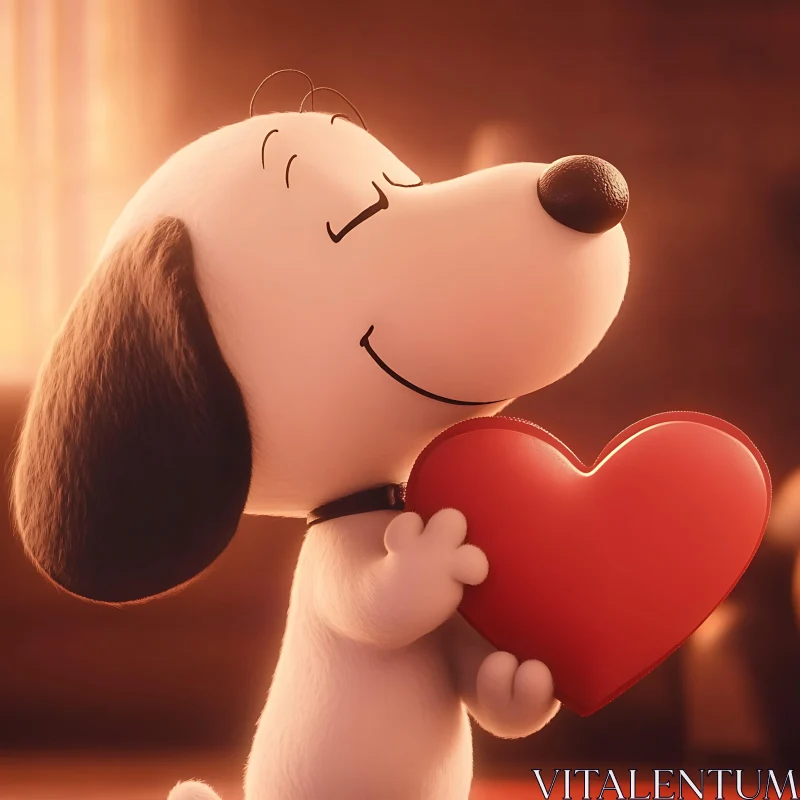 AI ART Affectionate Animated Dog with Heart