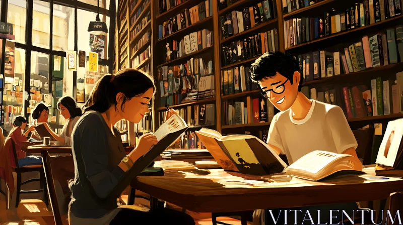 Cozy Library Scene AI Image