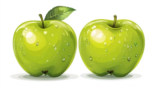 Crisp Green Apples with Water Droplets