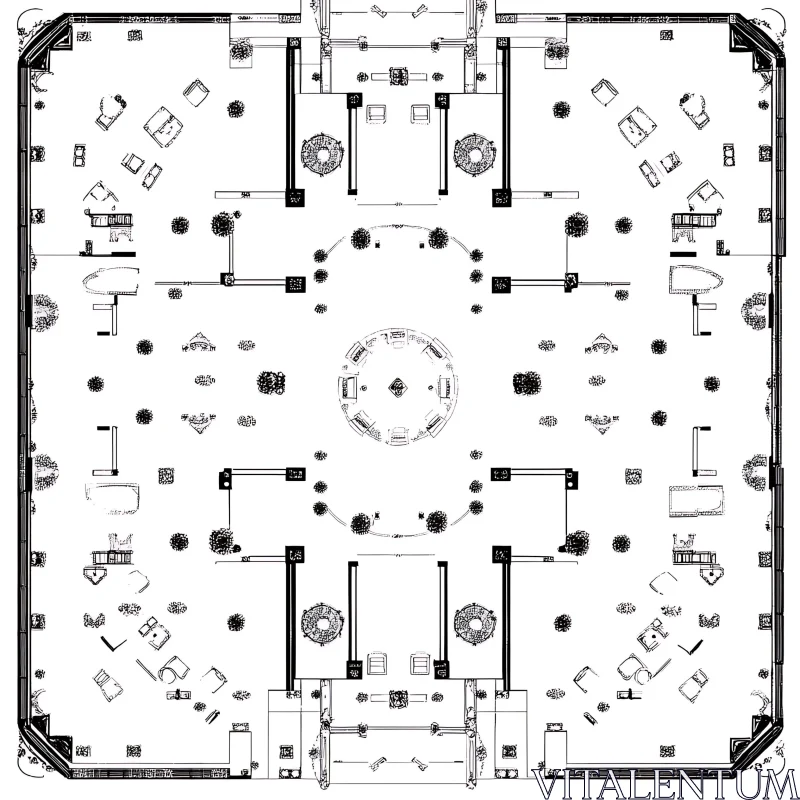 Detailed Symmetric Architectural Layout AI Image