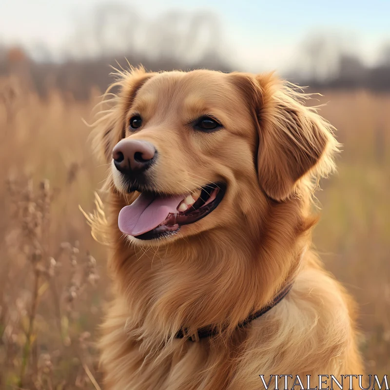 Happy Golden Retriever in Natural Setting AI Image