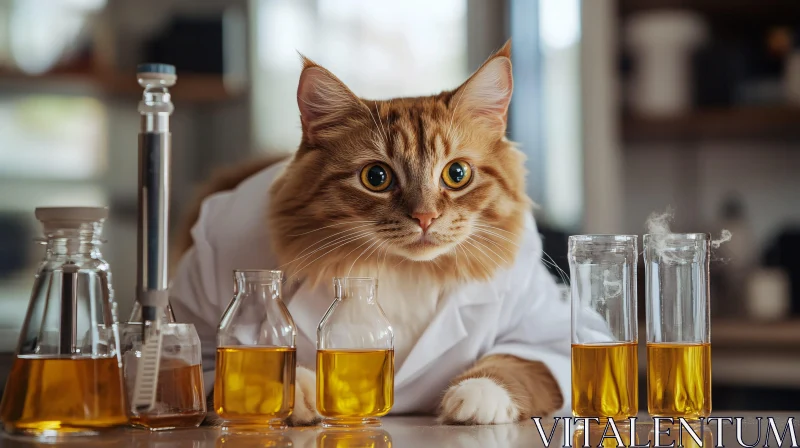Cat Scientist Conducting Experiment AI Image