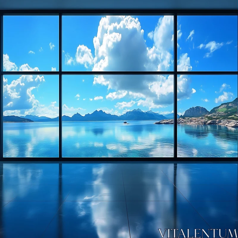 AI ART Tranquil Lake and Mountain Reflection