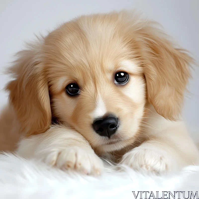 Cute Golden Pup with Fluffy Fur AI Image