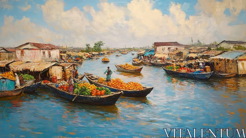 AI ART Floating Market on the Waterway