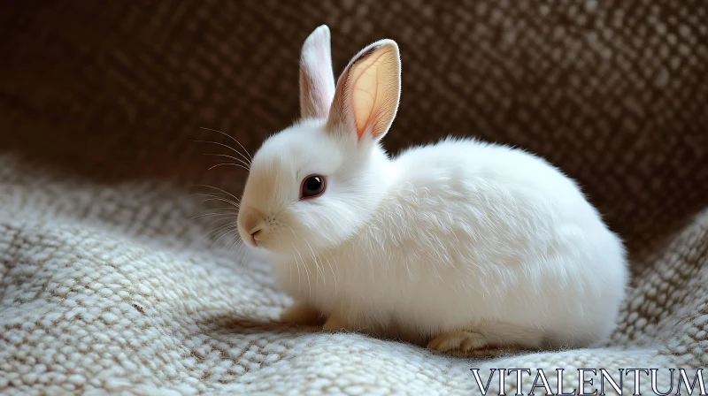 Fluffy White Rabbit Resting AI Image