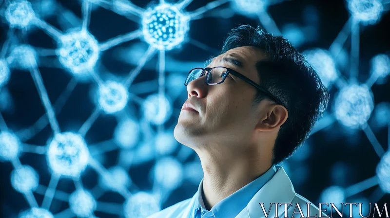 Man Contemplating Science Network AI Image