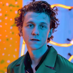 Tom Holland Neon Art Portrait