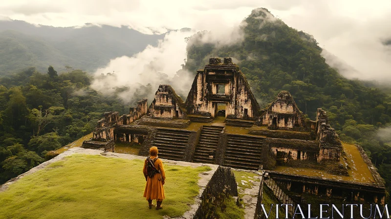 AI ART Person Looking at Ancient Temple