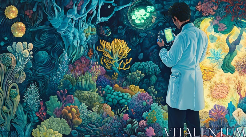 Underwater Research: Scientist and Coral Reef
