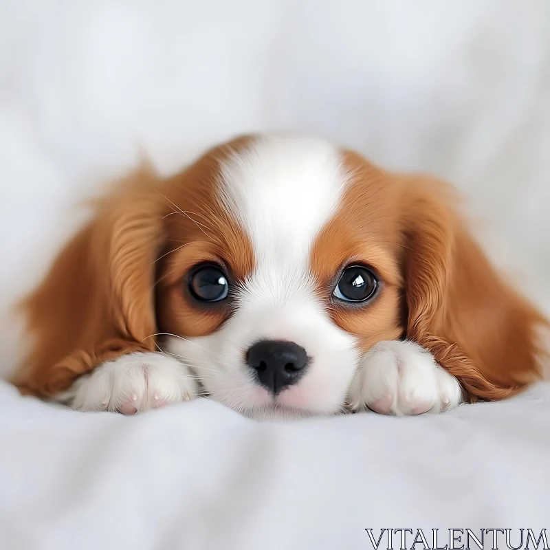 Cute Spaniel Puppy Resting AI Image