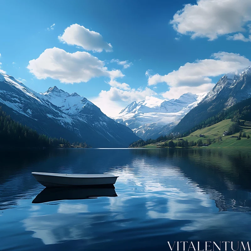 AI ART Tranquil Lake and Mountain View