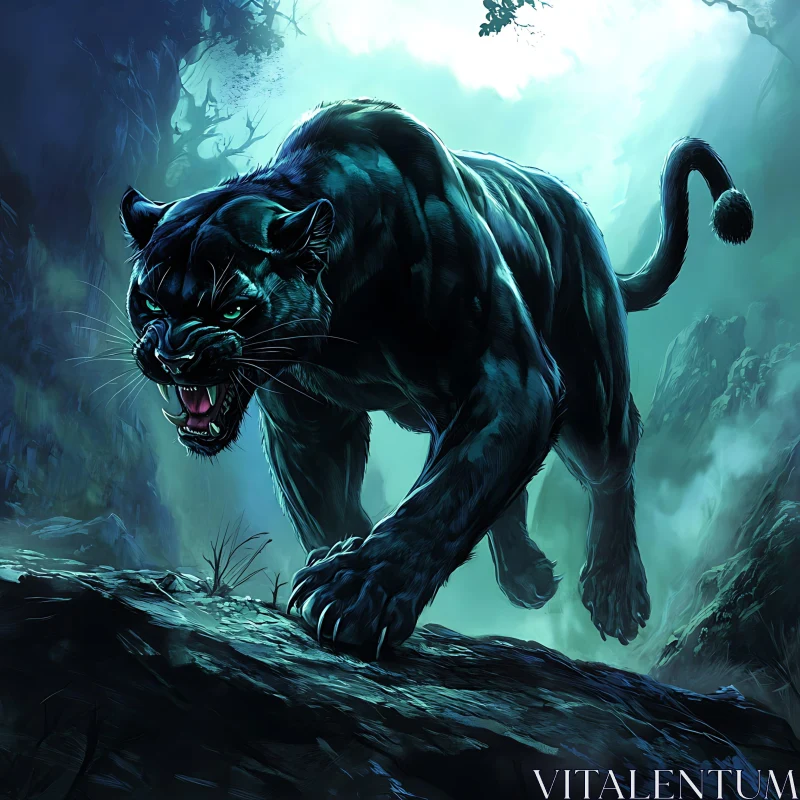 Shadow Stalker: A Black Panther Portrait AI Image