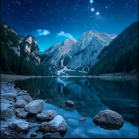 Night Sky Reflected in Mountain Lake