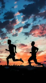 Silhouettes of Runners at Sunset: A Captivating Scene