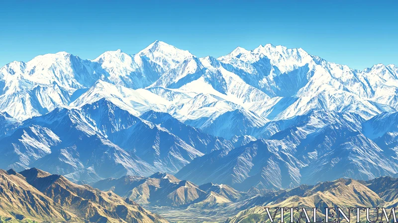 Majestic Mountain Range Landscape AI Image