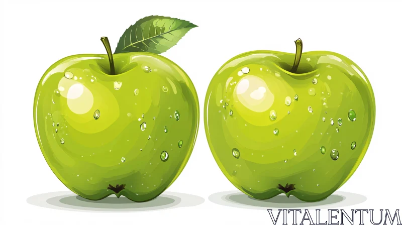 Crisp Green Apples with Water Droplets AI Image