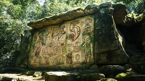 Forest Stone with Ancient Hieroglyphs