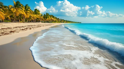 Tropical Beach Paradise with Palm Trees