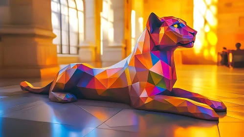 Abstract Lion Sculpture in Sunlight