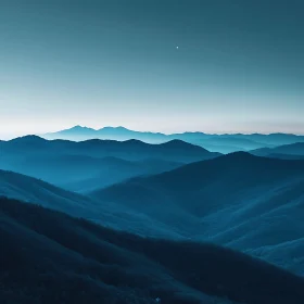 Peaceful Blue Mountain Landscape at Dusk